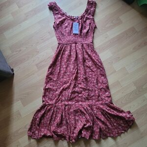 NWT Patrons of Peace Medley Red Orange Leaf Dress